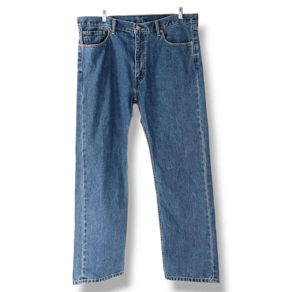 Levi’s 505 Regular Fit Straight Leg Jeans W40 L32 Dark Stonewash Zip Fly VTG Y2K